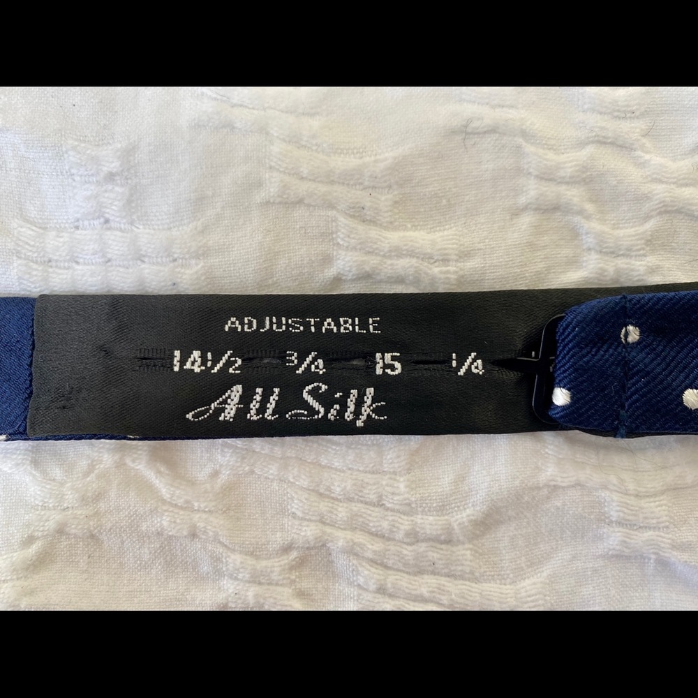 Navy silk polka dot tie - Picture 4 of 4